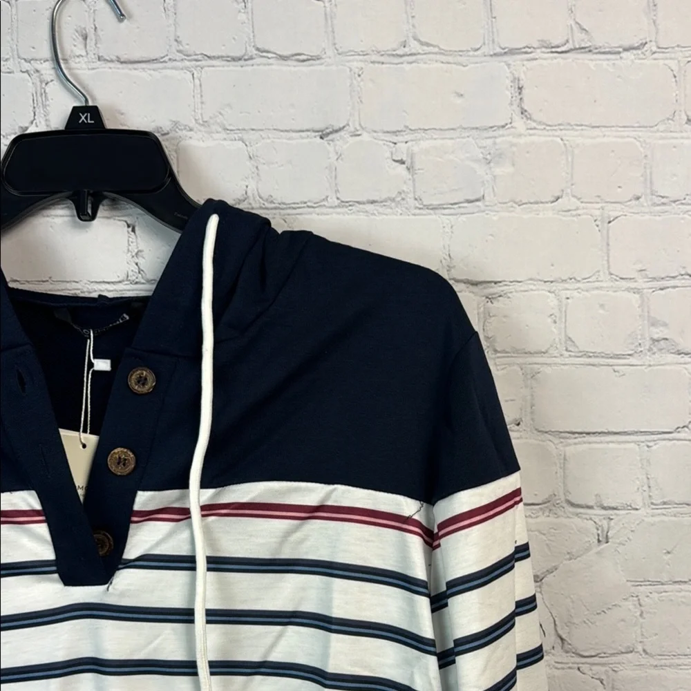 BloomChic Blue and White Striped Hoodie - Picture 3 of 6